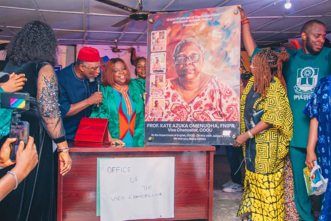 ENGLISH  DEPARTMENT HONOURS PROF. KATE AZUKA OMENUGHA WITH GRAND PROMOTER OF HUMANITIES AND ICONIC ACTRESS AWARDS