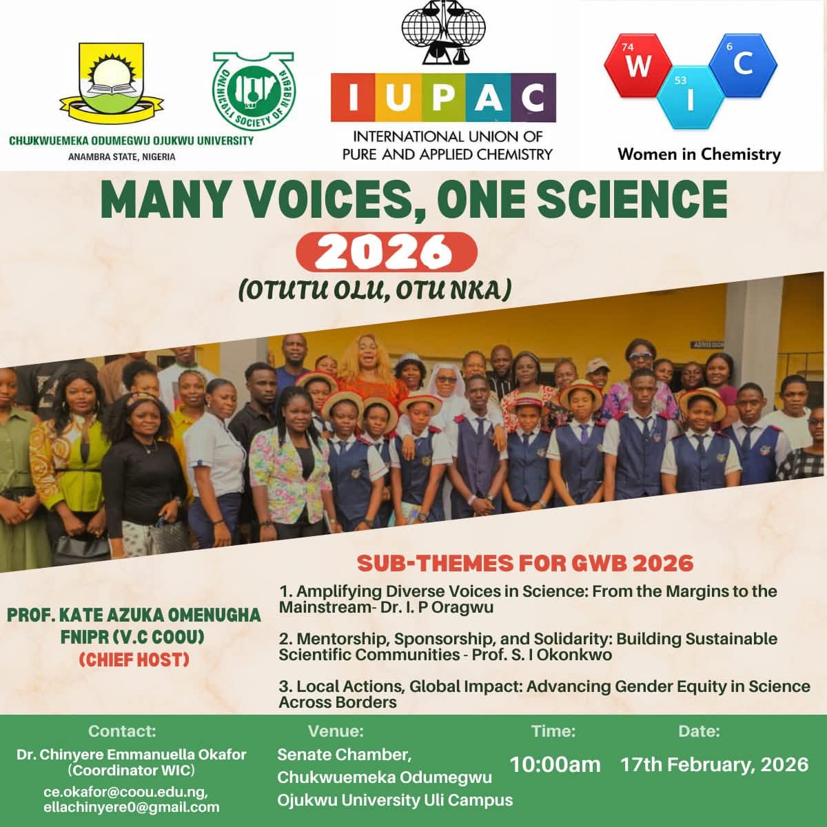 COOU Women in Chemistry Set to Host Global Women’s Breakfast 2026